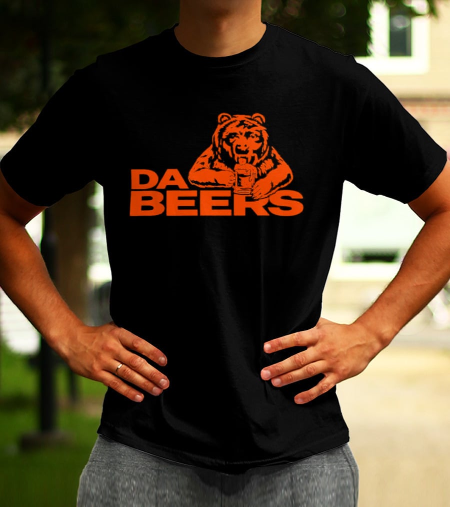 Da Beers Chicago Bears Football Beer Drinking Bear T-Shirt