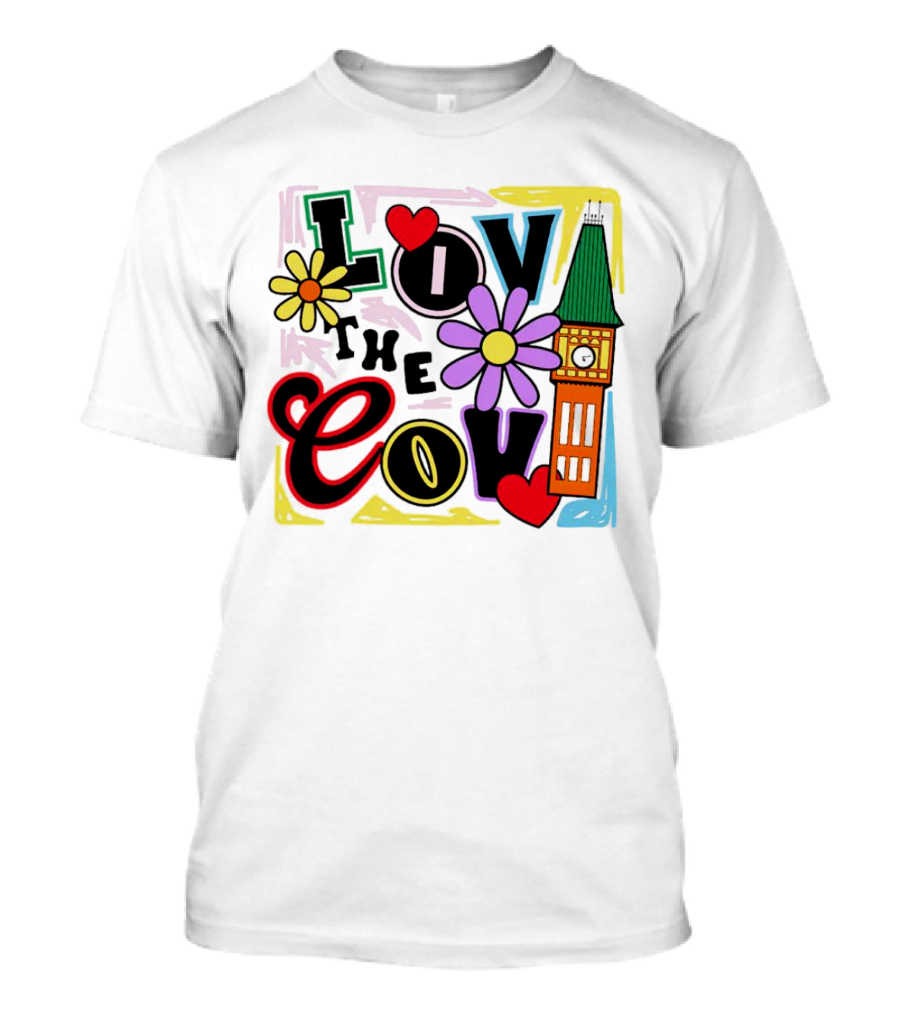Lov The Cov Big Ben Flowers Hearts T-Shirt