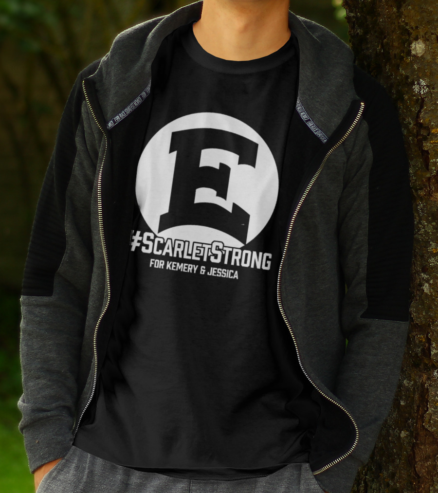 ScarletStrong For Kemery And Jessica Bold E Logo Emblem T-Shirt