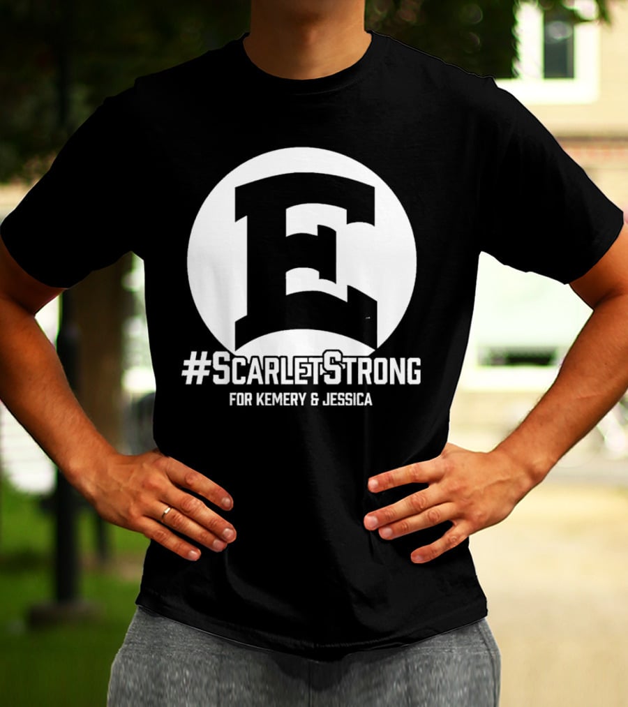 ScarletStrong For Kemery And Jessica Bold E Logo Emblem T-Shirt