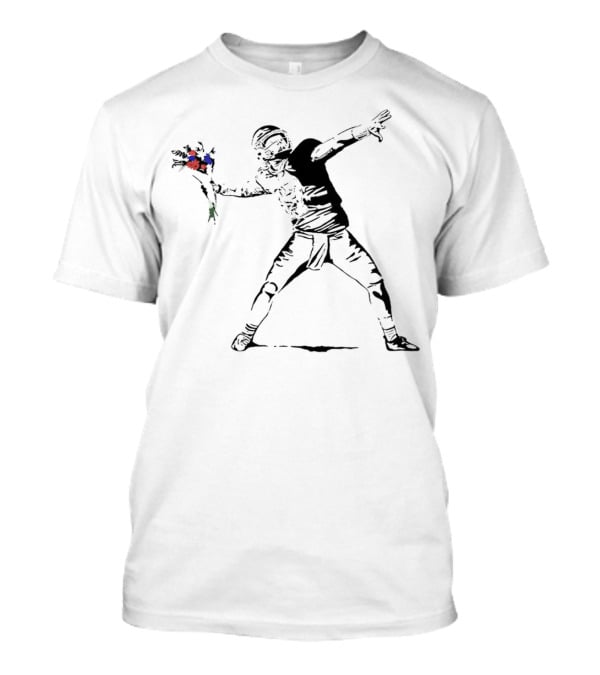 Josh Allen Banksy Style Buffalo Bills Quarterback Throwing Flowers T-Shirt