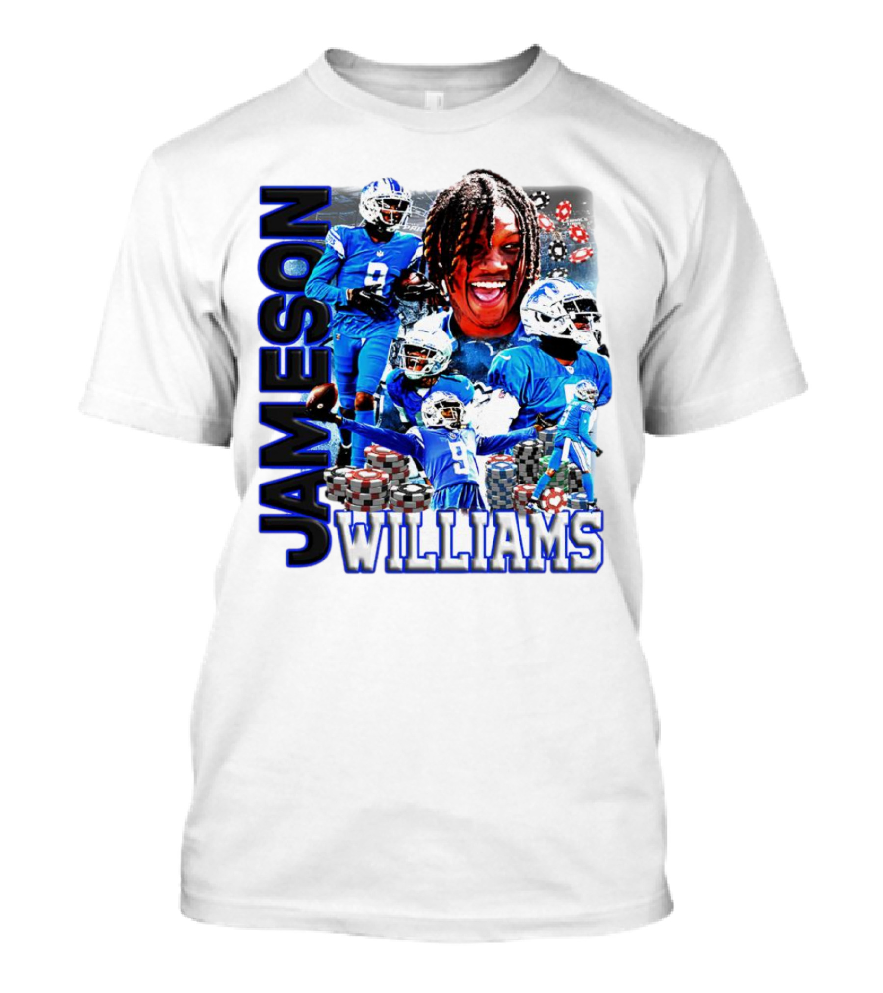 Jameson Williams Detroit Lions Football NFL Athlete Montage T-Shirt