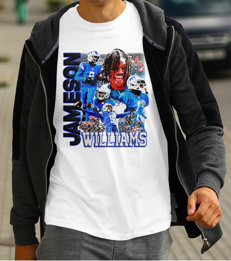 Jameson Williams Detroit Lions Football NFL Athlete Montage T-Shirt