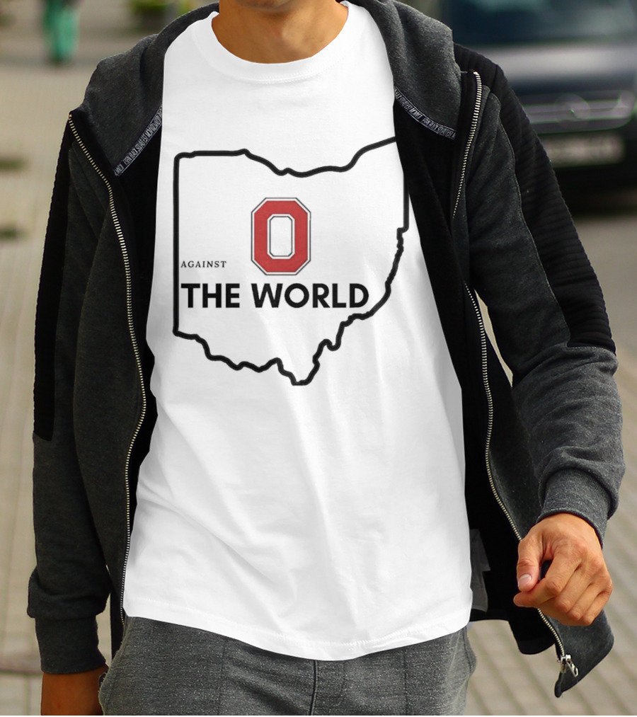 Ohio State Buckeye O Against The World Map Outline T-Shirt