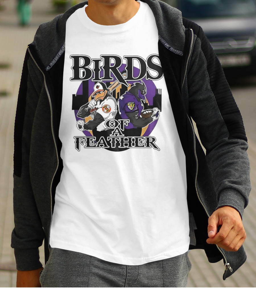 Birds Of A Feather Baltimore Ravens And Orioles T-Shirt