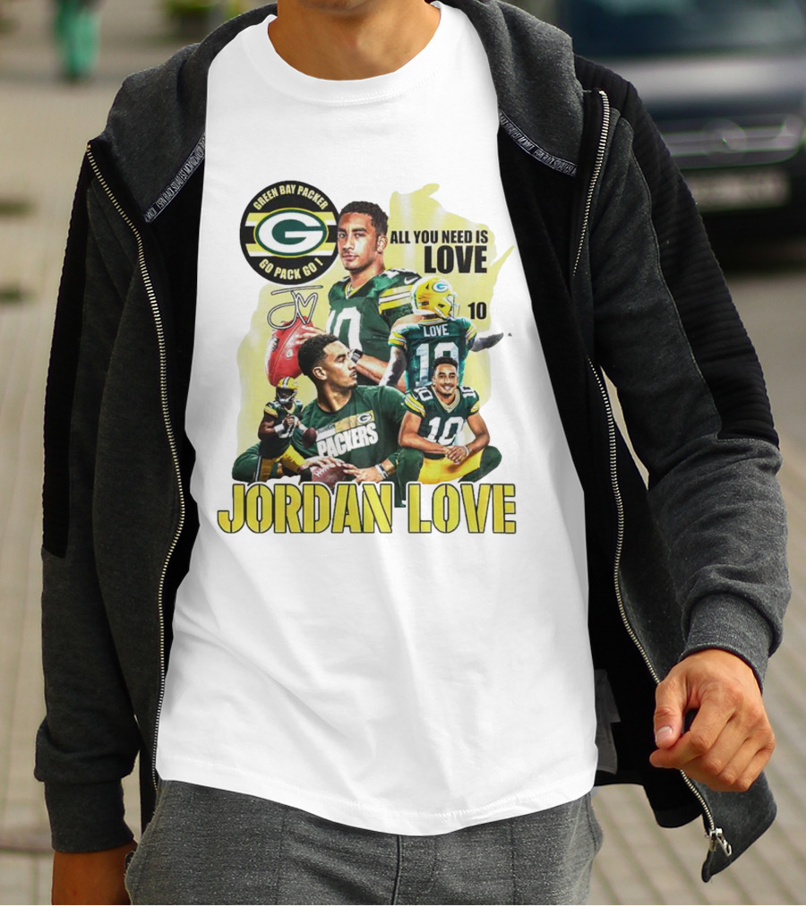 Green Bay Packers Jordan Love All You Need Is Go Pack Go Signature T-Shirt
