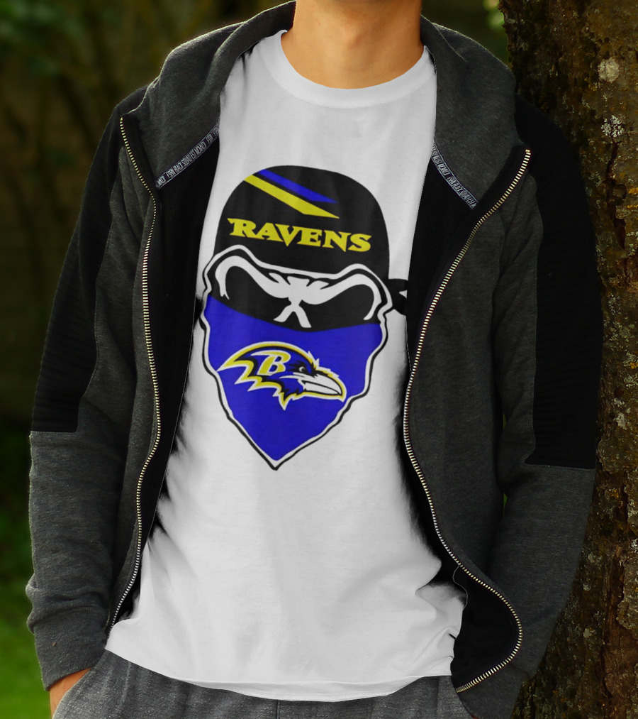 Ravens Skull Bandana Logo Baltimore Ravens T-Shirt