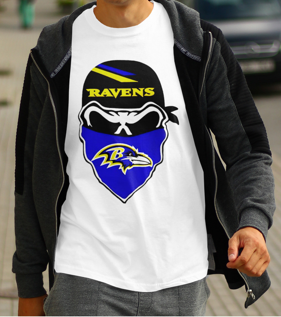 Ravens Skull Bandana Logo Baltimore Ravens T-Shirt