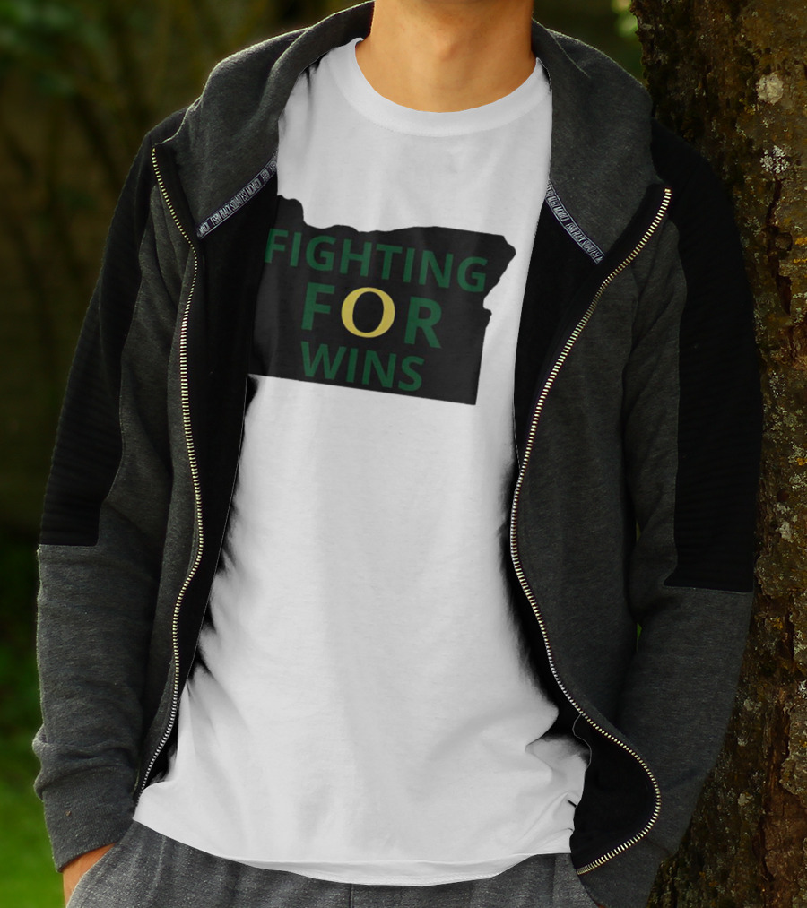 Fighting For Wins Oregon Ducks State Outline T-Shirt