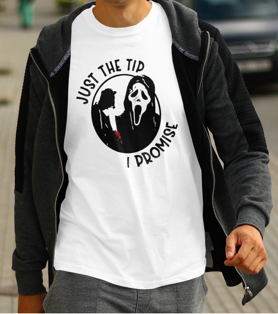Ghostface Just The Tip I Promise Halloween Horror Movie Scream Mask T-Shirt