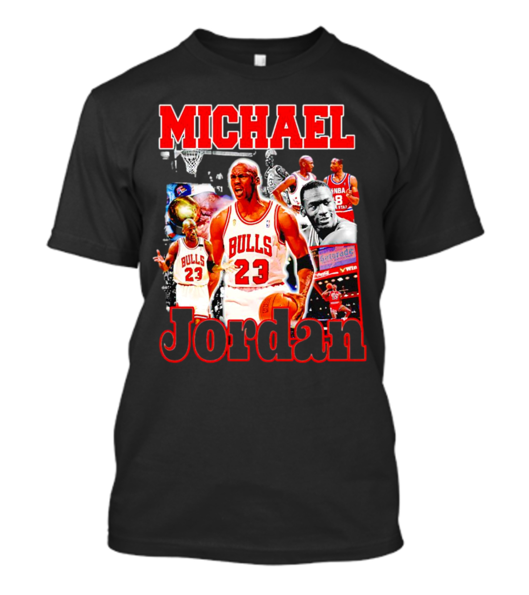 Michael Jordan Bulls 23 Basketball Legend Collage T-Shirt