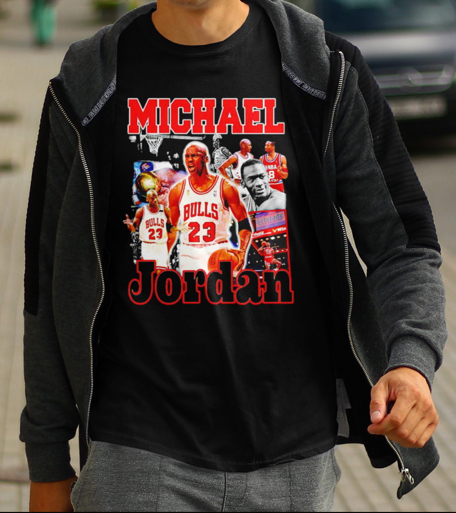 Michael Jordan Bulls 23 Basketball Legend Collage T-Shirt