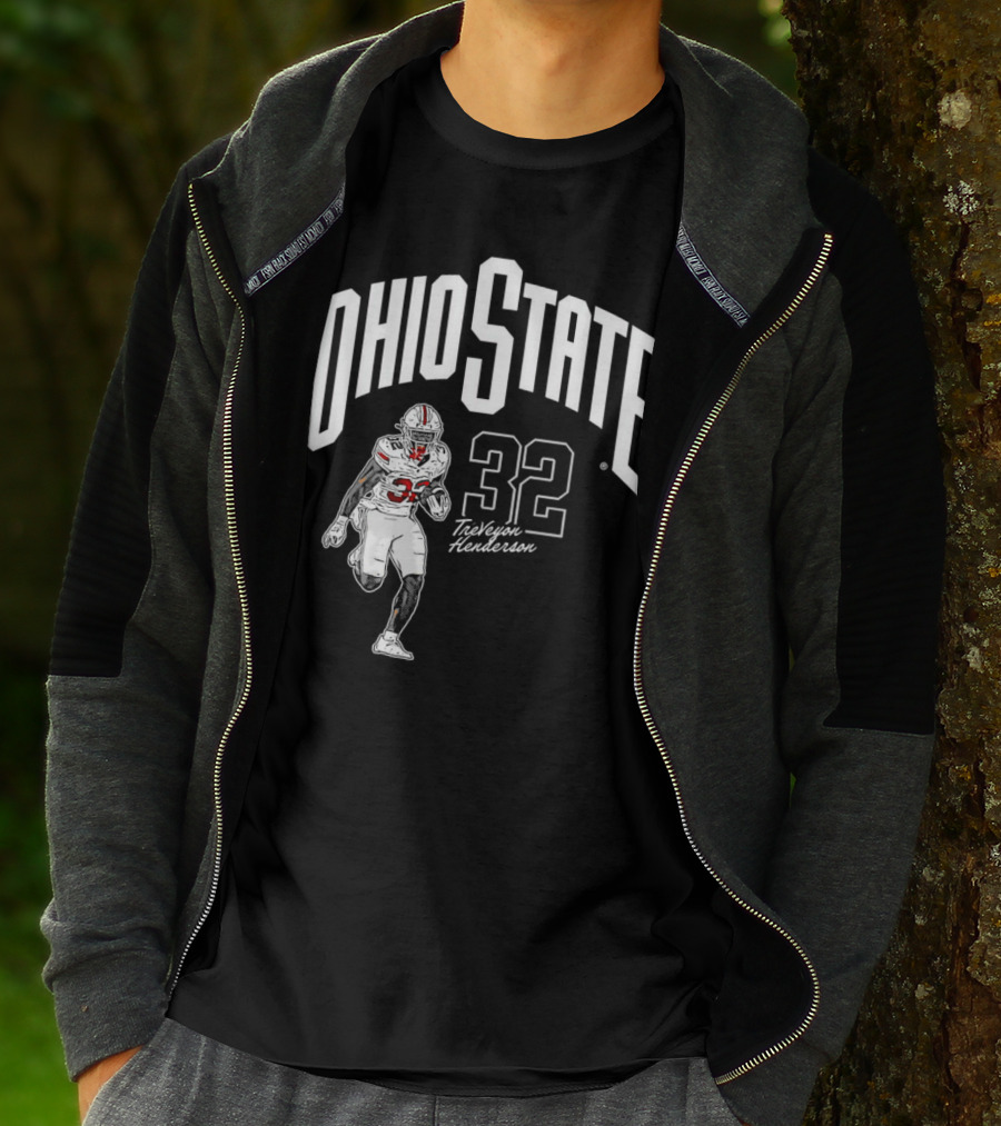Ohio State Buckeyes Treveyon Henderson 32 Cartoon Player T-Shirt
