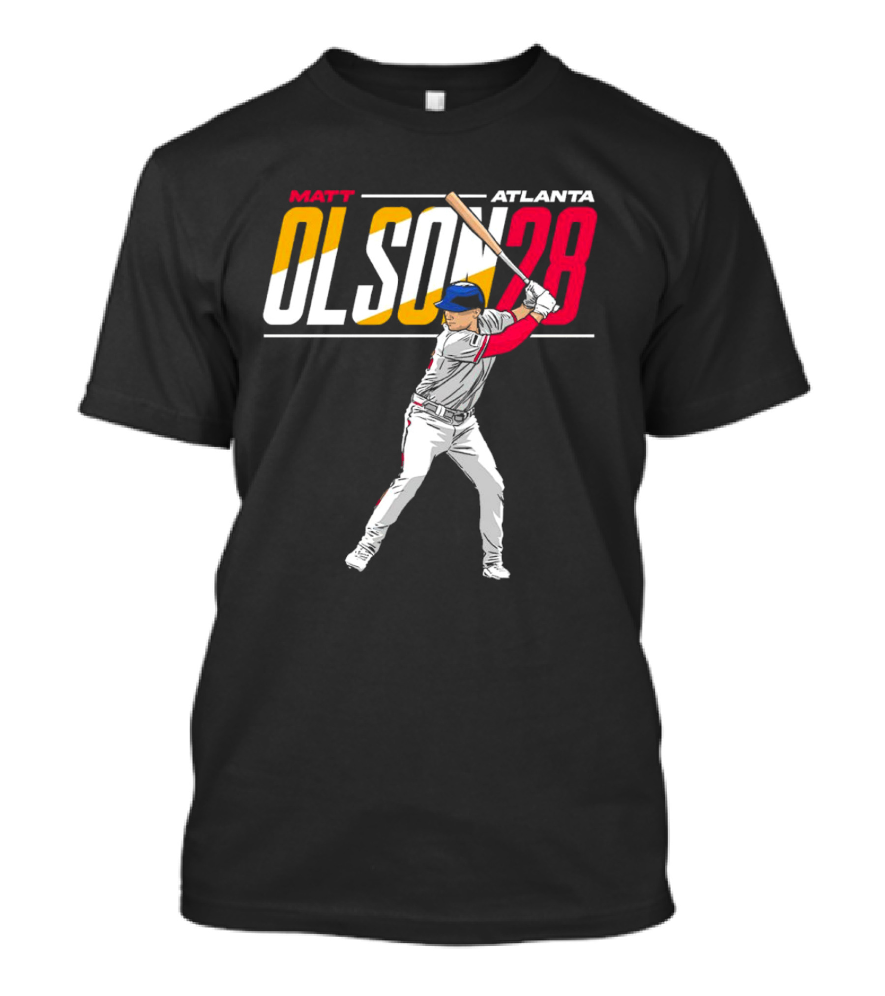 MATT OLSON ATLANTA OLSON 28 CARTOON VINTAGE BASEBALL BATTER T-Shirt