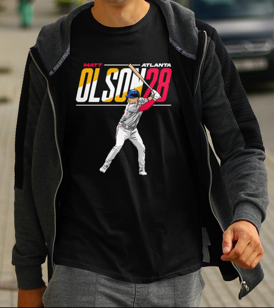 MATT OLSON ATLANTA OLSON 28 CARTOON VINTAGE BASEBALL BATTER T-Shirt