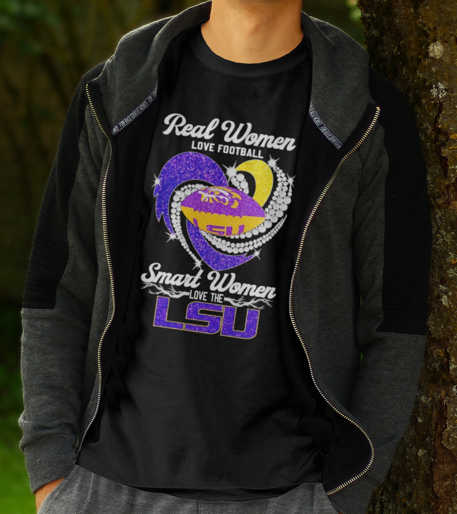 Real Women Love Football Smart Women Love The LSU Tigers Football Sparkle T-Shirt