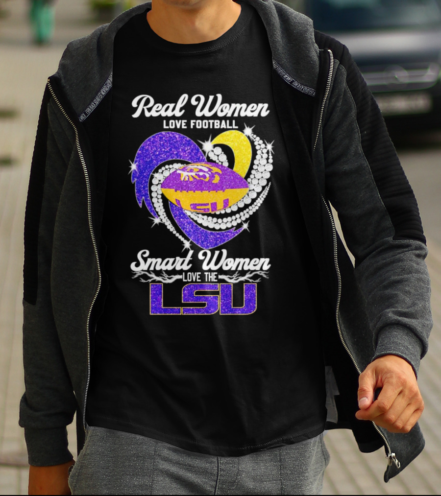 Real Women Love Football Smart Women Love The LSU Tigers Football Sparkle T-Shirt