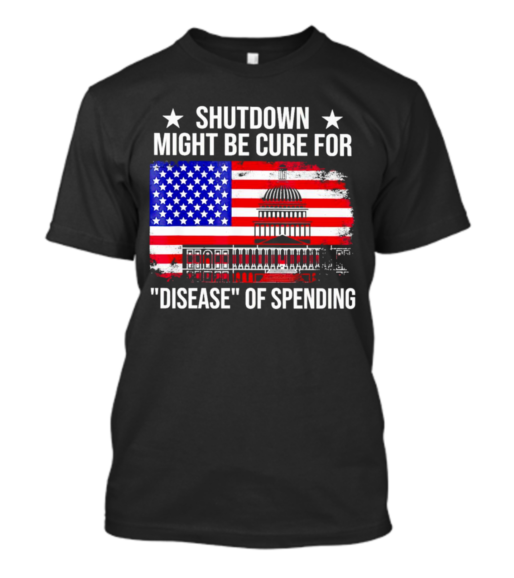 Shutdown Might Be Cure For Disease Of Spending American Flag Capitol Building T-Shirt