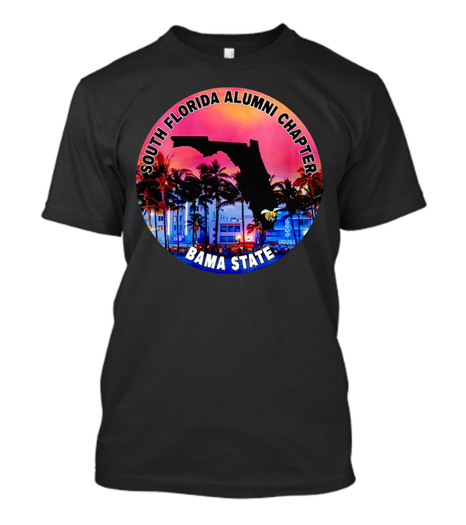 South Florida Alumni Chapter Bama State Florida Map And Palm Trees T-Shirt