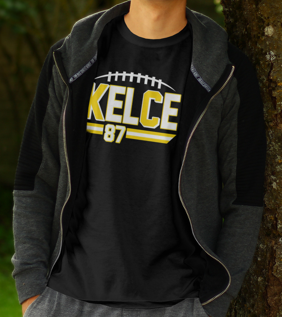 Kelce 87 Chiefs Football Team Icon Yellow Graphics T-Shirt