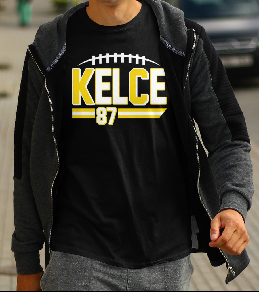 Kelce 87 Chiefs Football Team Icon Yellow Graphics T-Shirt