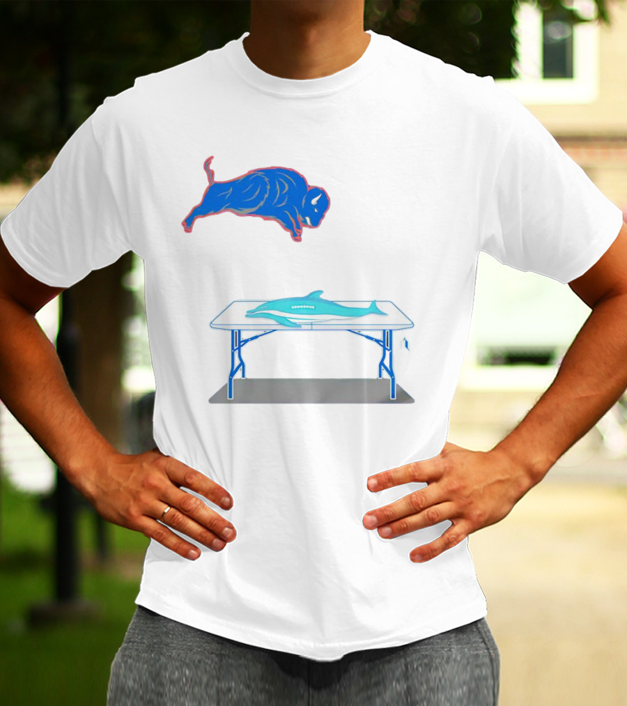 Buffalo Bills Jumping Over Table Miami Dolphins T-Shirt