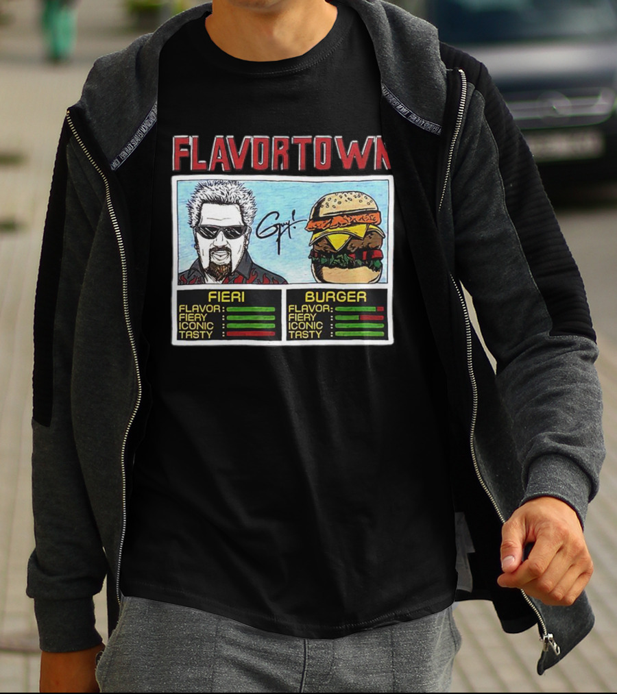 Flavortown Fieri Burger Flavor Fiery Iconic Tasty T-Shirt
