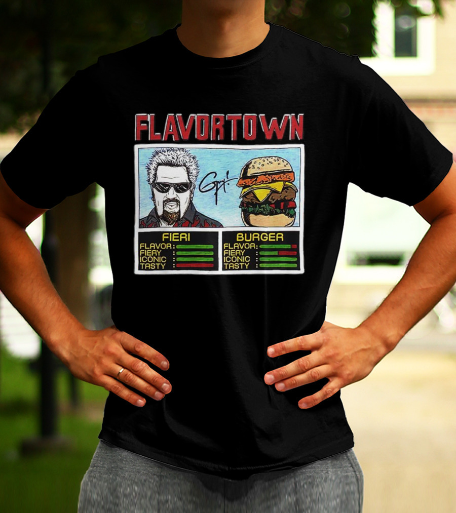 Flavortown Fieri Burger Flavor Fiery Iconic Tasty T-Shirt