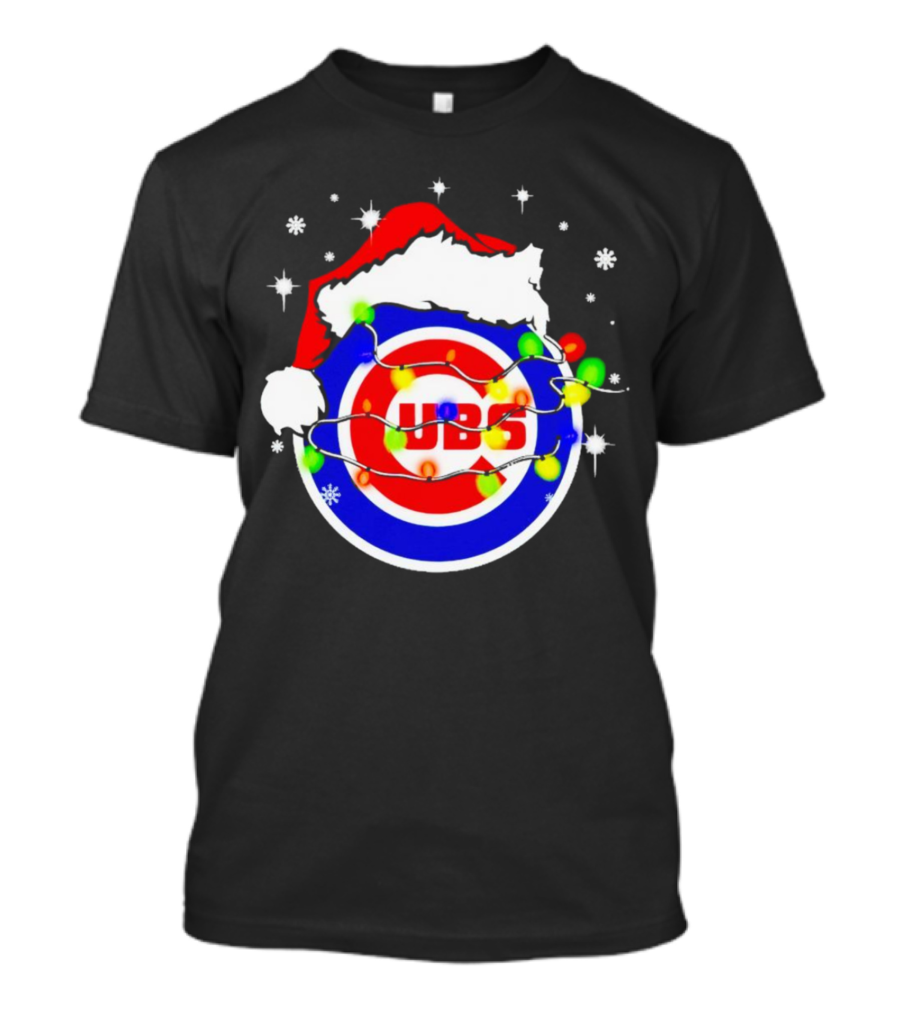 Chicago Cubs Santa Hat Christmas Lights T-Shirt