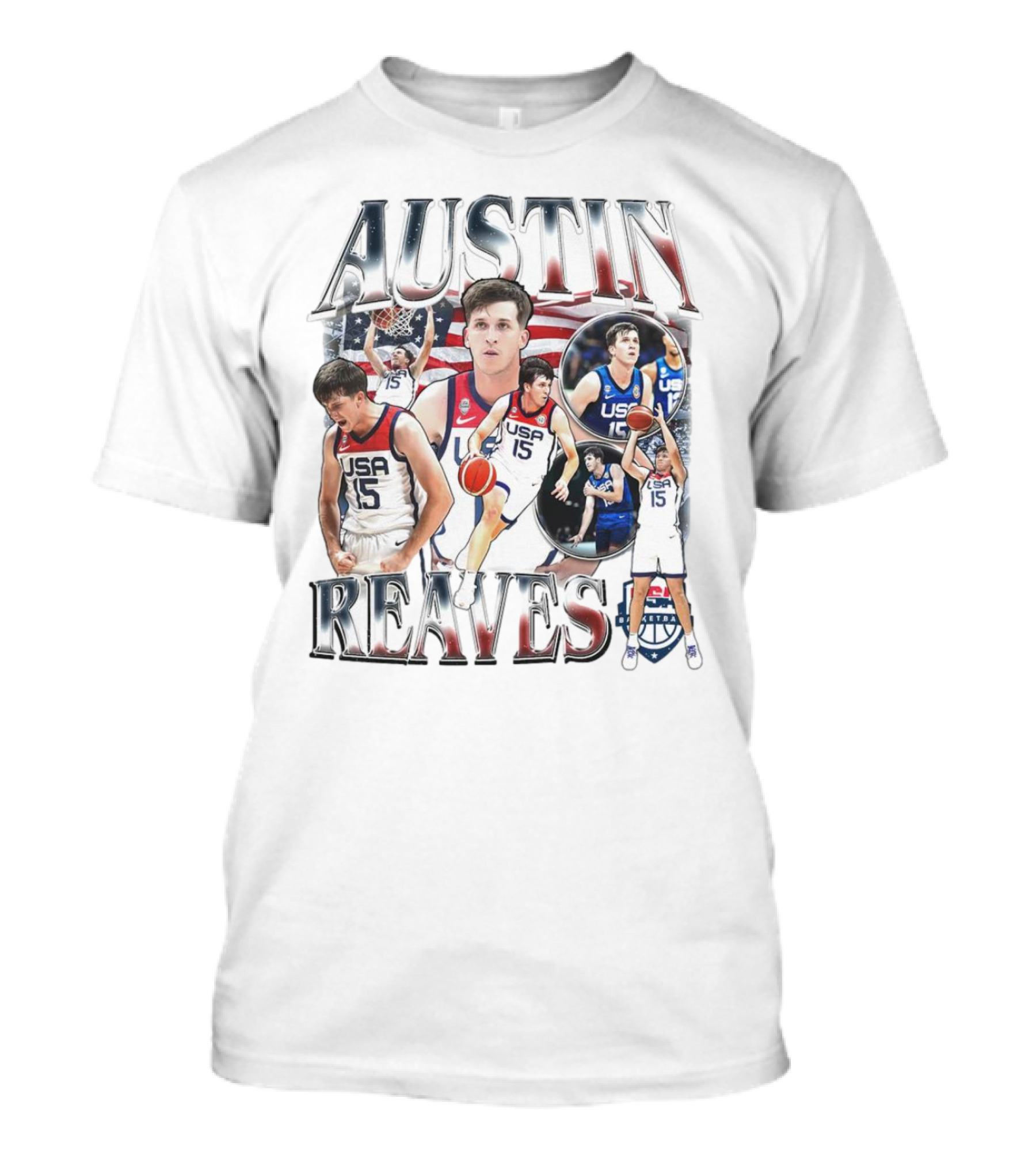 Austin Reaves USA National Basketball Team Highlights And Portrait Collection T-Shirt
