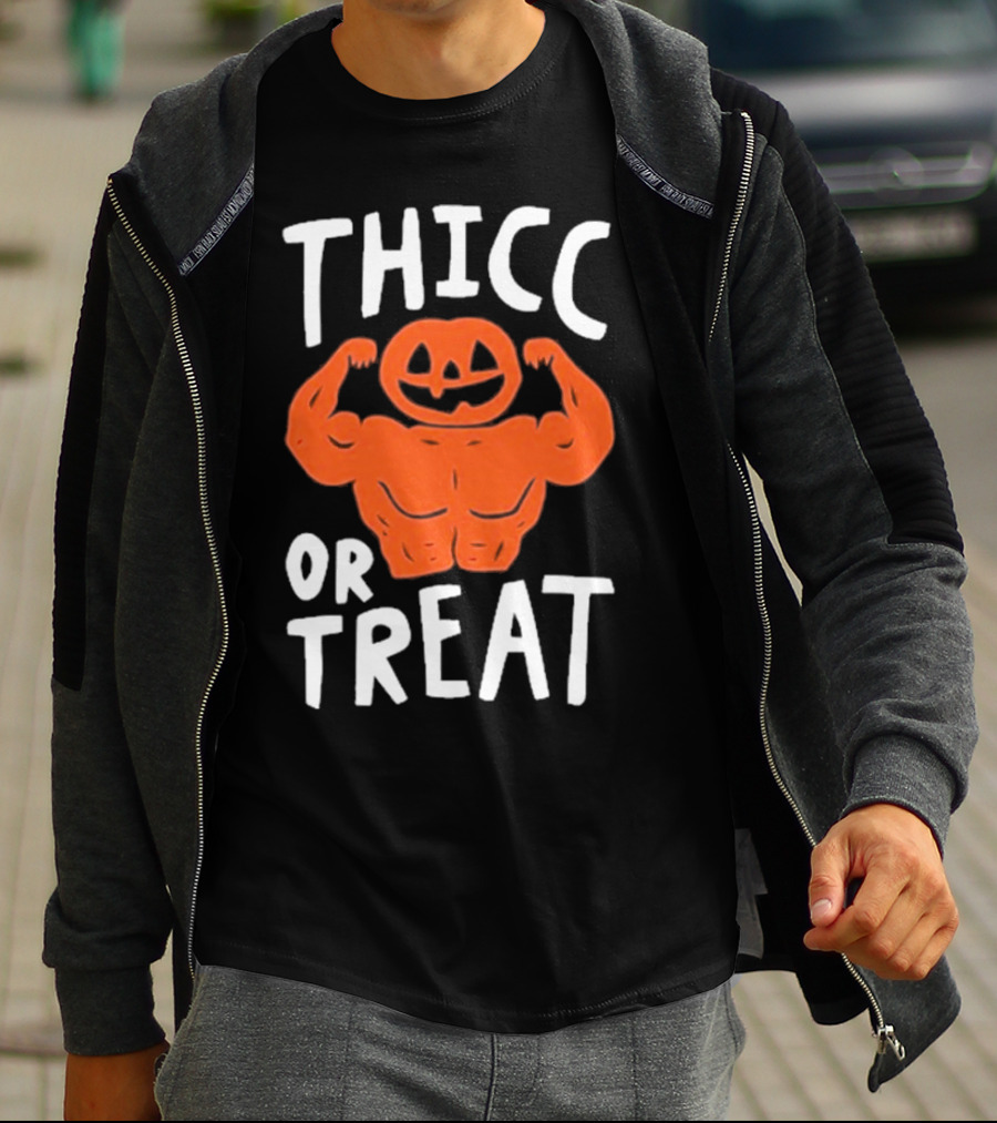 Bri Missbrisolo Thicc Or Treat Halloween Pumpkin Jack-O'-Lantern Bodybuilder T-Shirt