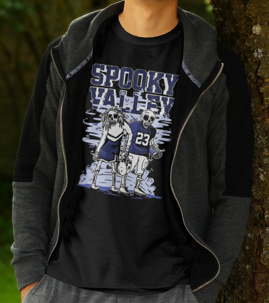 Spooky Valley Penn State Nittany Lions Halloween Skeleton Football Player And Cheerleader T-Shirt