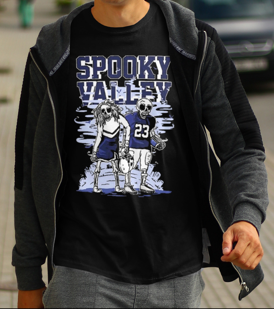 Spooky Valley Penn State Nittany Lions Halloween Skeleton Football Player And Cheerleader T-Shirt