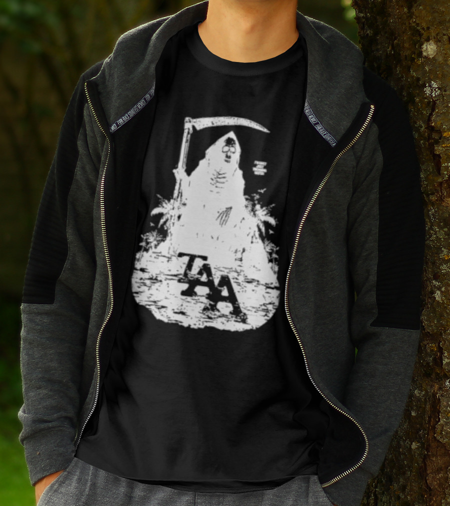 Treading Water TAA Grim Reaper With Scythe And Palm Trees T-Shirt