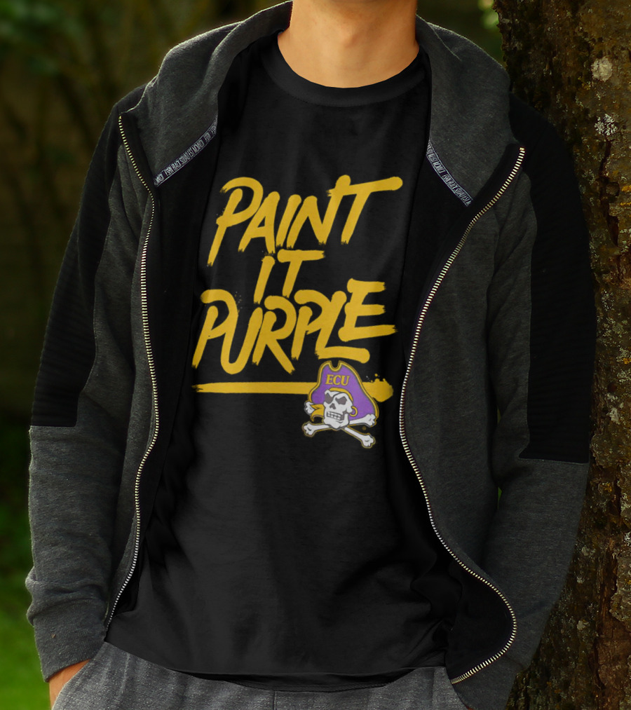Paint It Purple Carolina ECU Pirates Skull T-Shirt