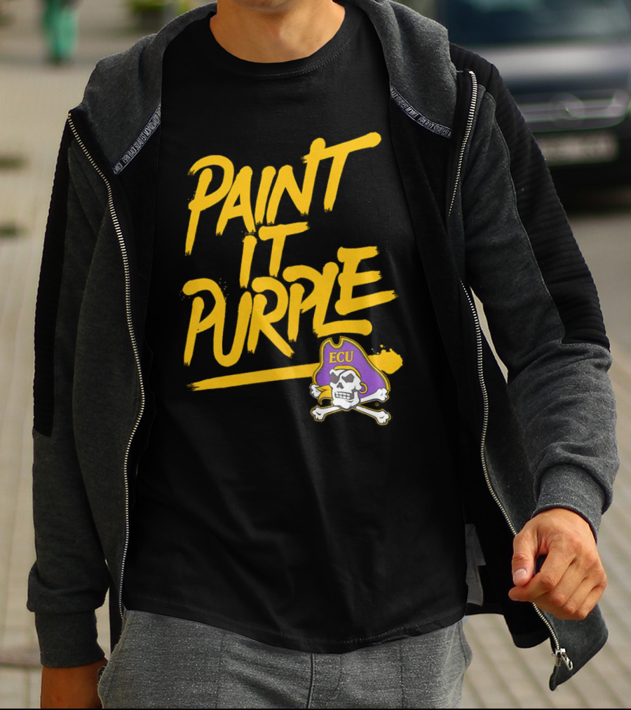 Paint It Purple Carolina ECU Pirates Skull T-Shirt