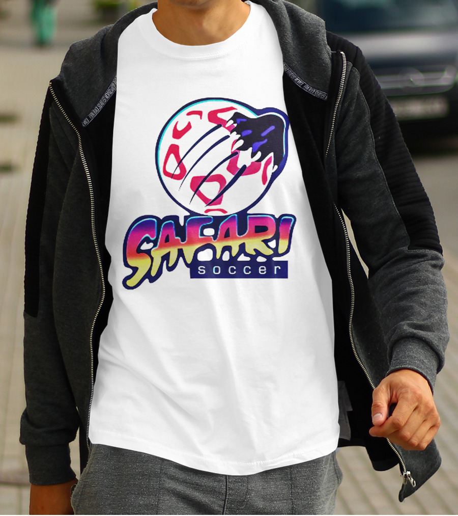 Detroit Safari Soccer Neon Animal Print球 T-Shirt