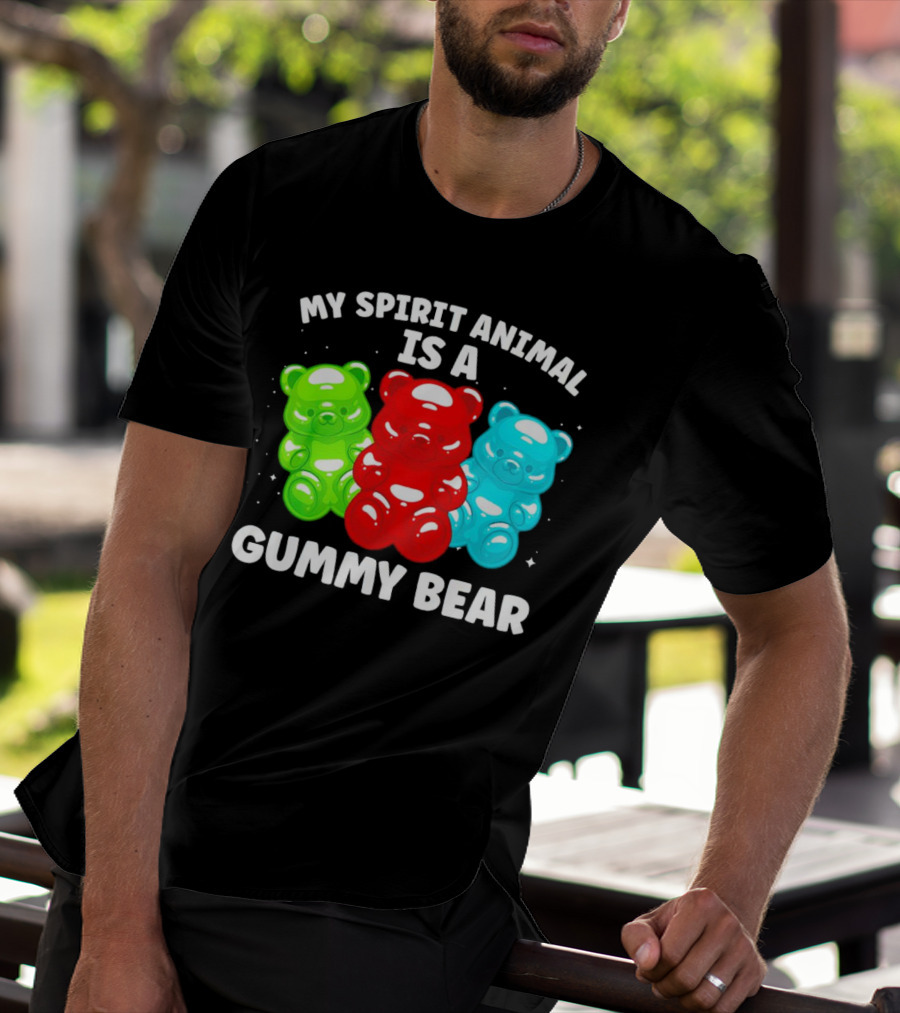 My Spirit Animal Is A Gummy Bear Trio Featuring Red Green And Blue Bears T-Shirt