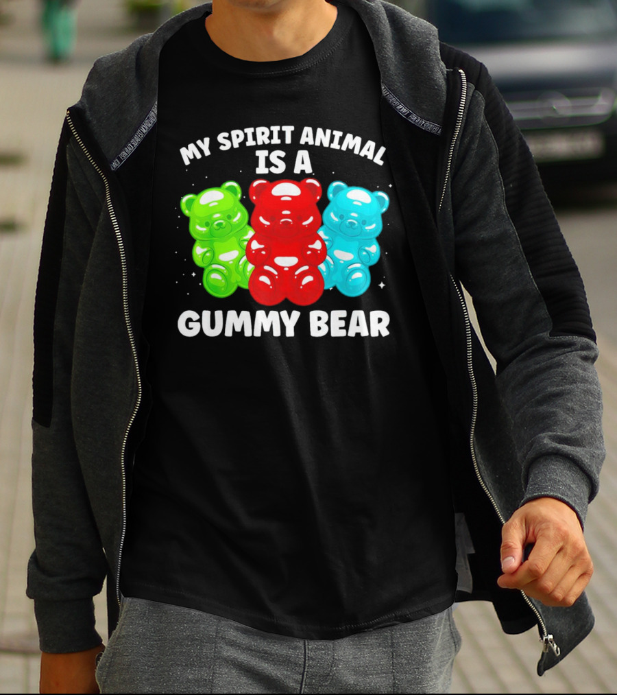 My Spirit Animal Is A Gummy Bear Trio Featuring Red Green And Blue Bears T-Shirt