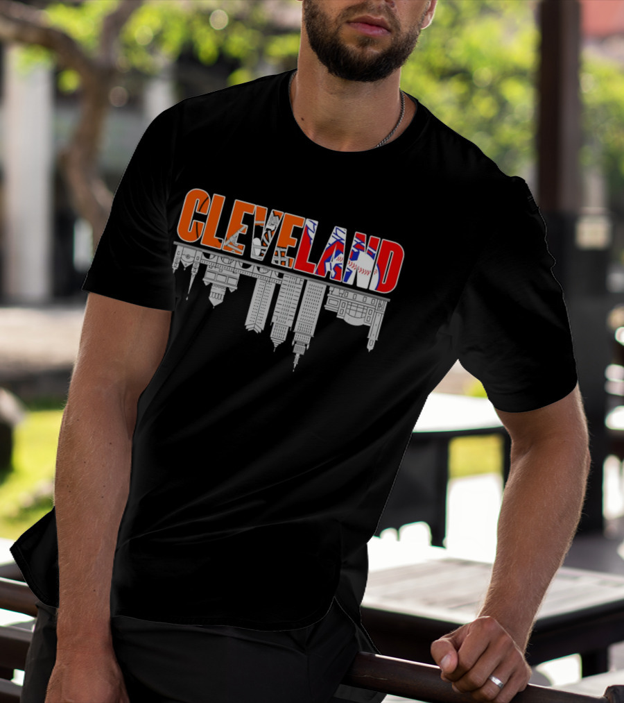 Cleveland City Sports Team Cleveland Browns Cleveland Guardians Skyline T-Shirt