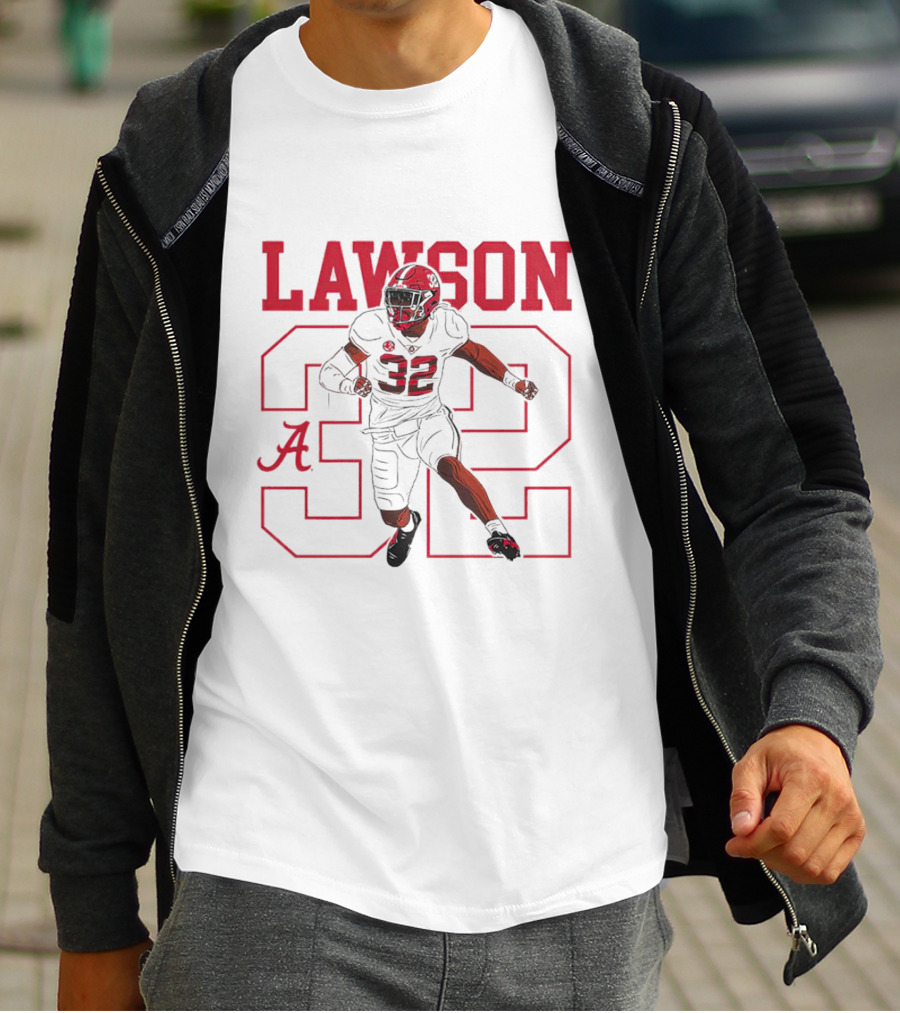 Lawson 32 Alabama Crimson Tide Football Caricature T-Shirt