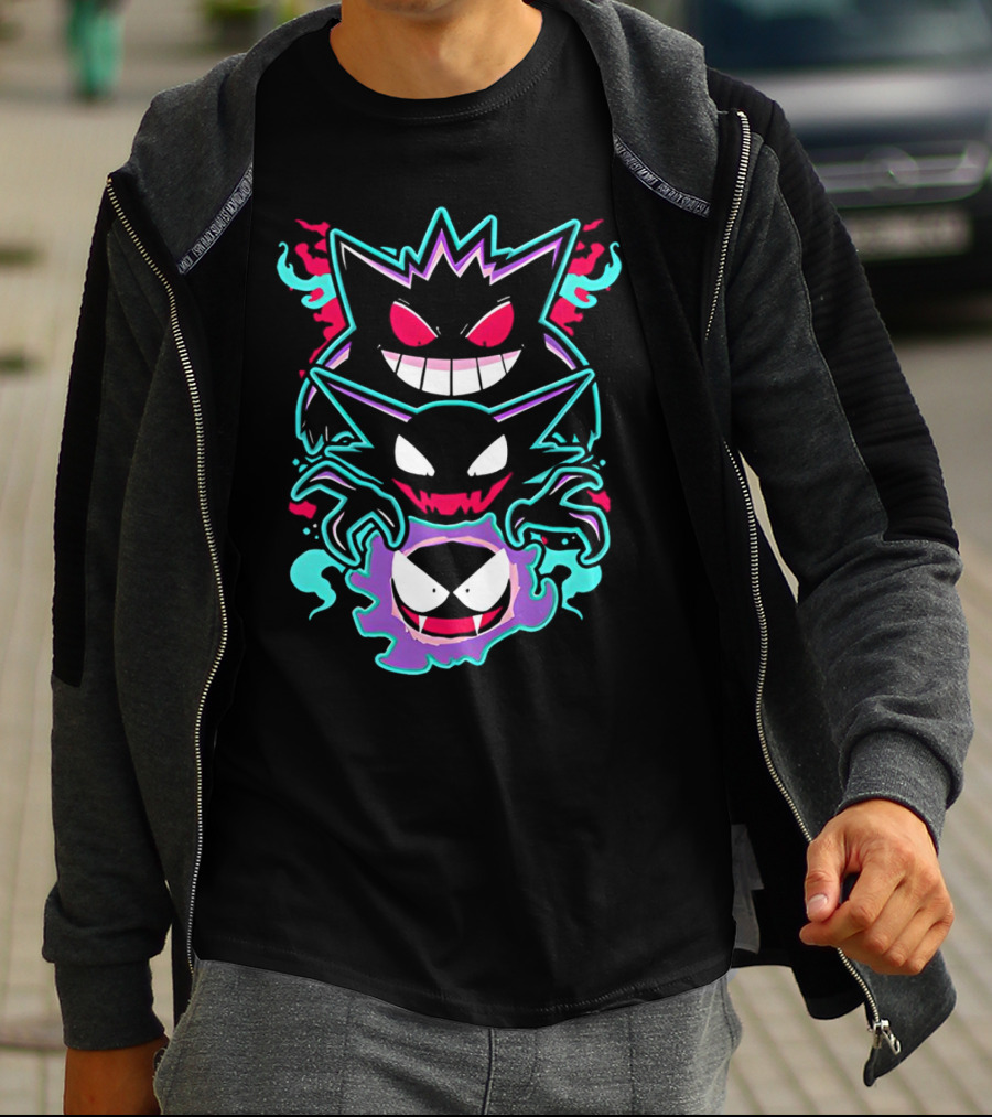 Pokemon Gengar Haunter Gastly Ghostly Trio T-Shirt