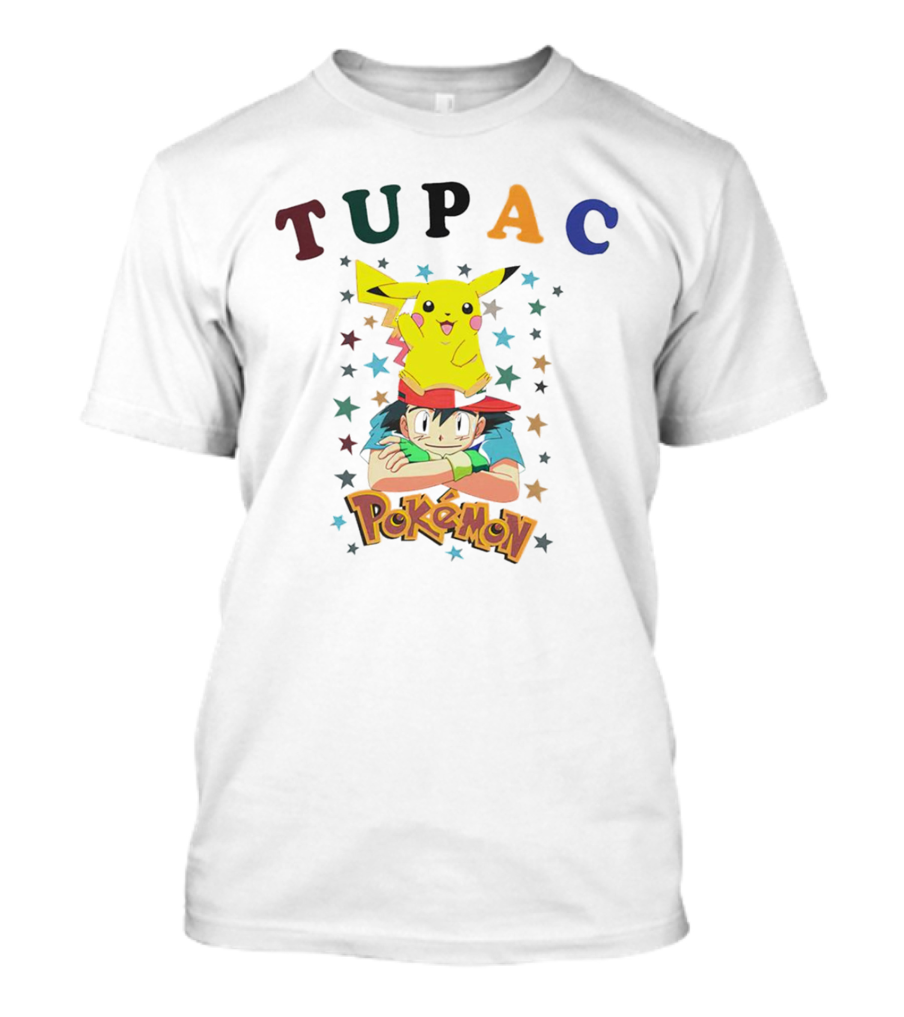 Tupac Pikachu Pokemon Mashup With Stars T-Shirt