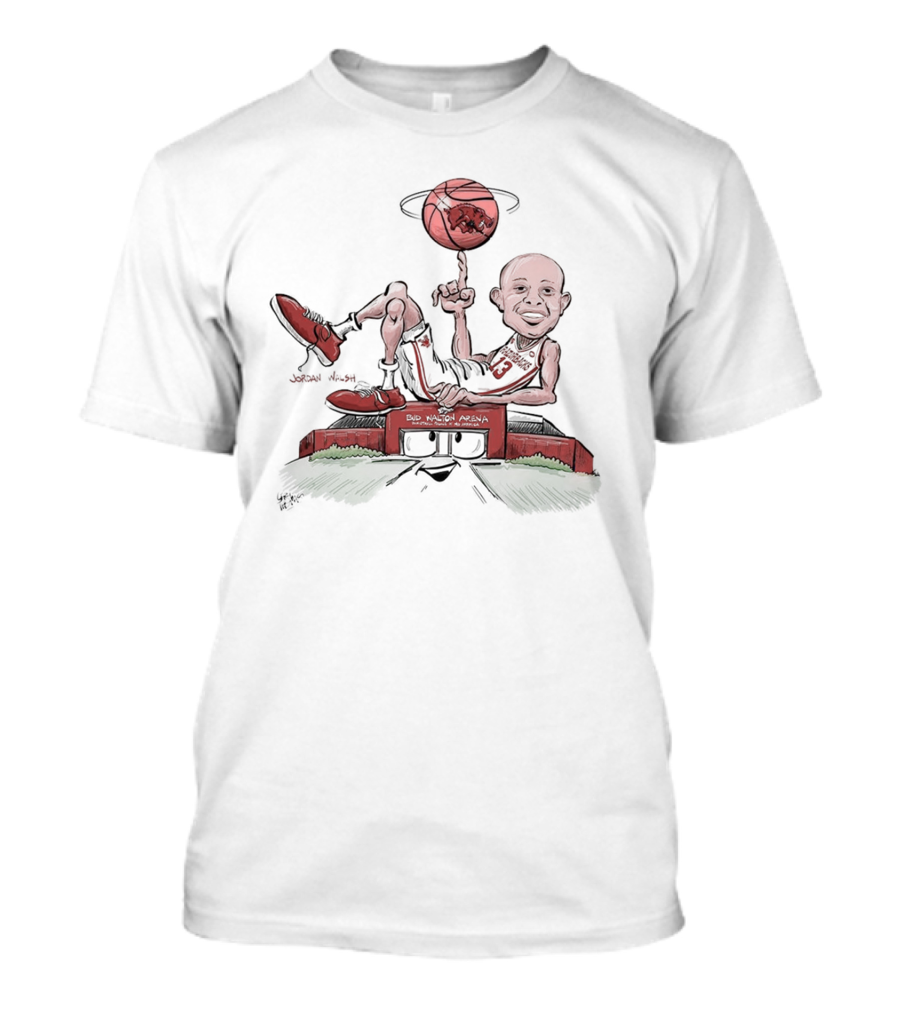 Arkansas Vs. Ole Miss Jordan Walsh Bud Walton Arena Basketball Caricature T-Shirt
