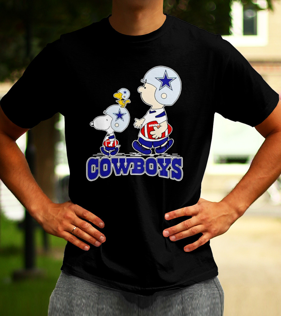Dallas Cowboys Snoopy Charlie Brown Woodstock Football Helmets T-Shirt