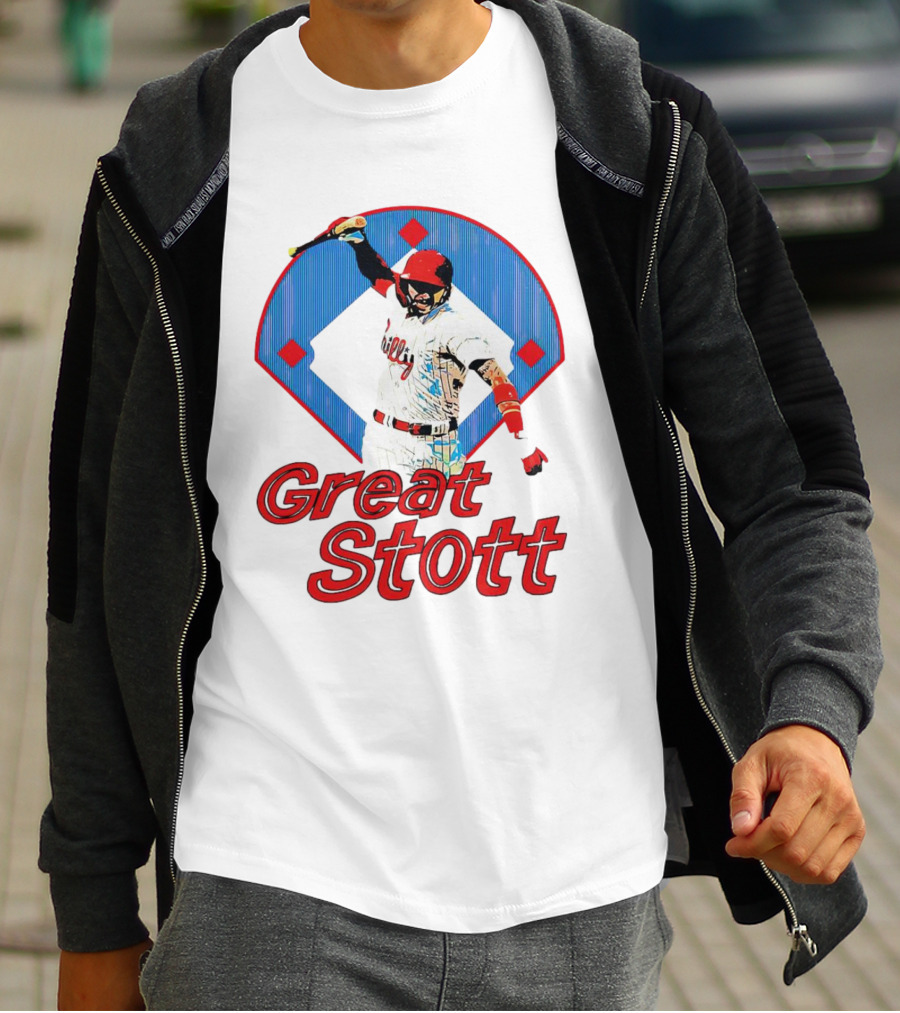 Great Stott Philadelphia Phillies Bat Spike T-Shirt