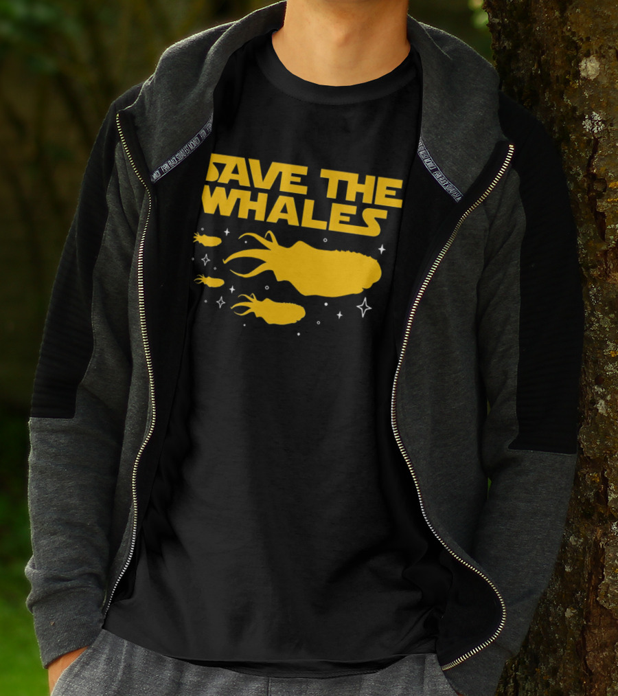 Save The Whales I Mean Purrgil Star Wars Parody Yellow Space Creatures T-Shirt