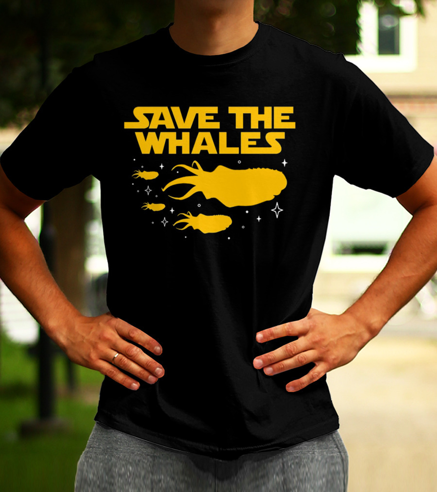 Save The Whales I Mean Purrgil Star Wars Parody Yellow Space Creatures T-Shirt