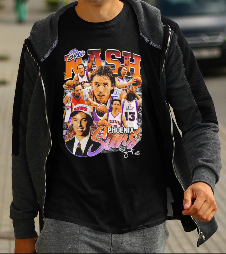 Steve Nash Phoenix Suns Basketball NBA Signature Collage T-Shirt