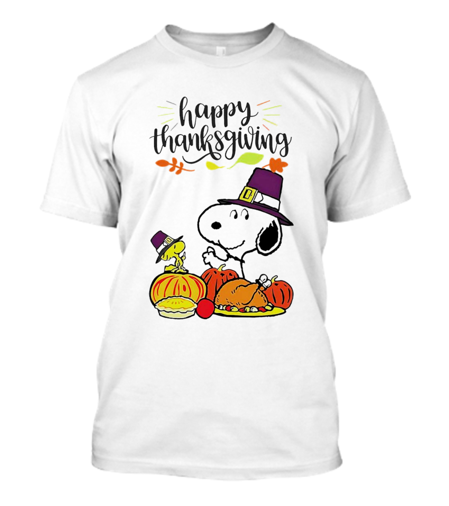 Thanksgiving Snoopy And Woodstock With Pilgrim Hats Feast T-Shirt